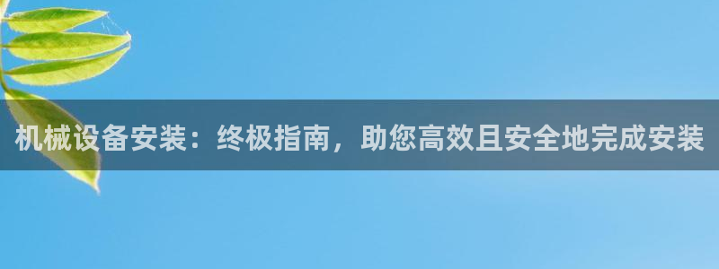 金年会官方在线入口网站查询：机械设备安装：终极指南，助您高效且安全地完成安装